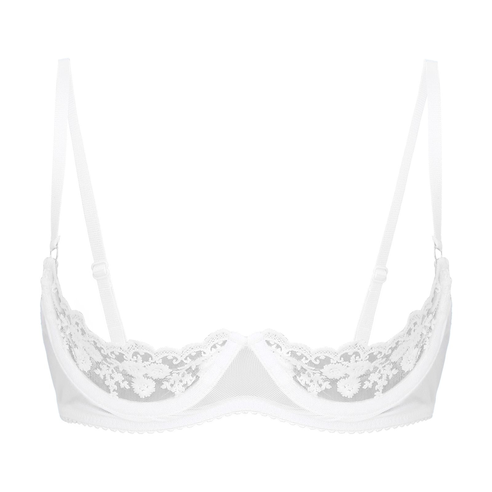 Sheer Mesh Bra - Kadınlar Seksi Yarım Fincan Sütyen Açık